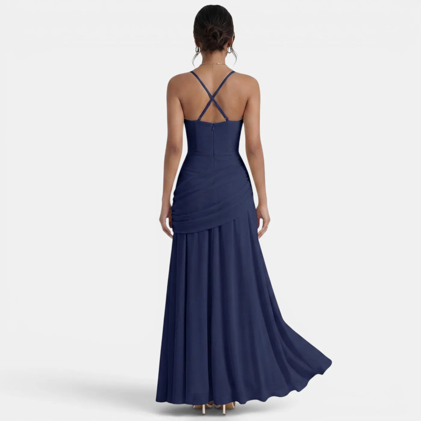 Vestido de Invitada de Boda Largo Elegante con Fruncido