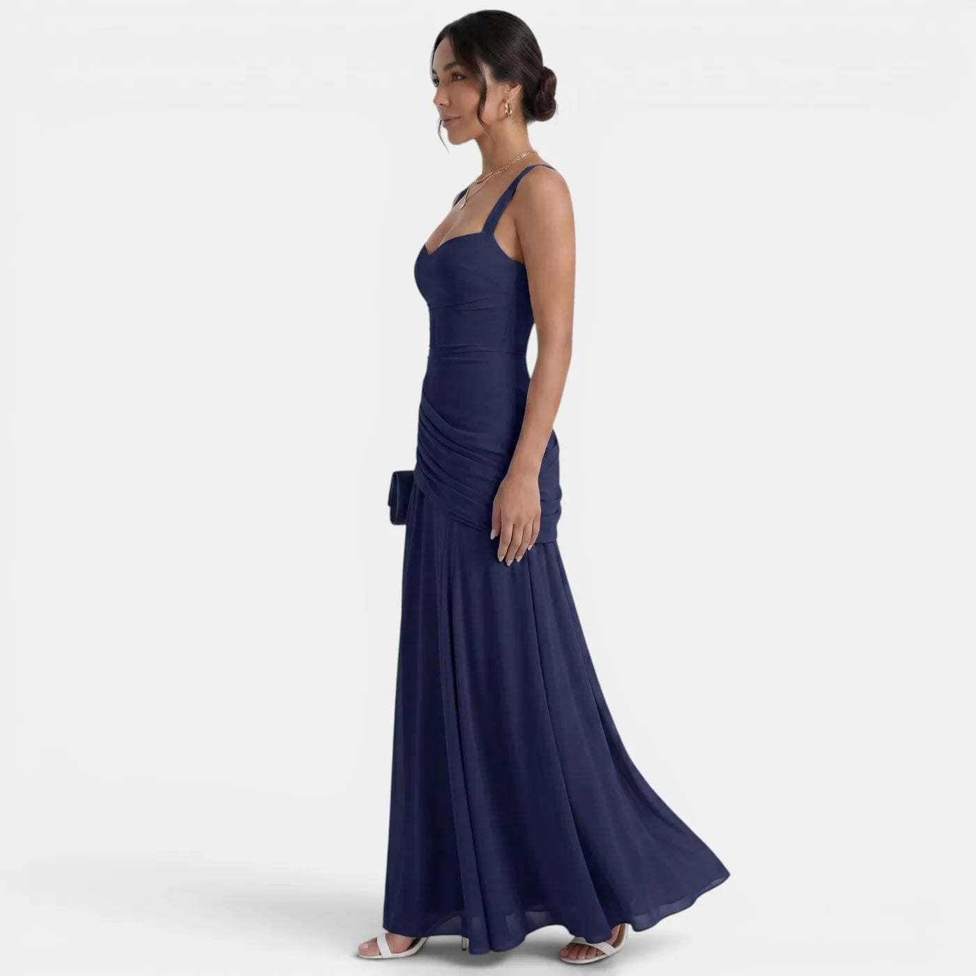 Vestido de Invitada de Boda Largo Elegante con Fruncido