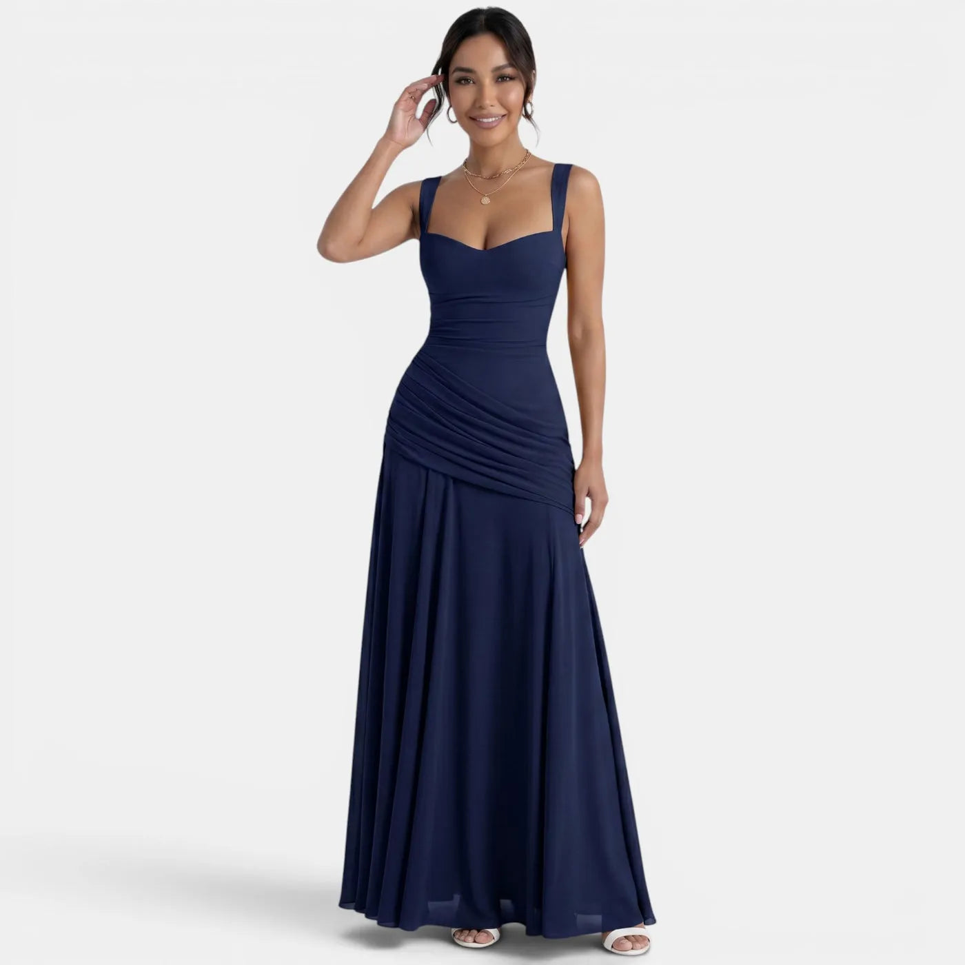 Vestido de Invitada de Boda Largo Elegante con Fruncido
