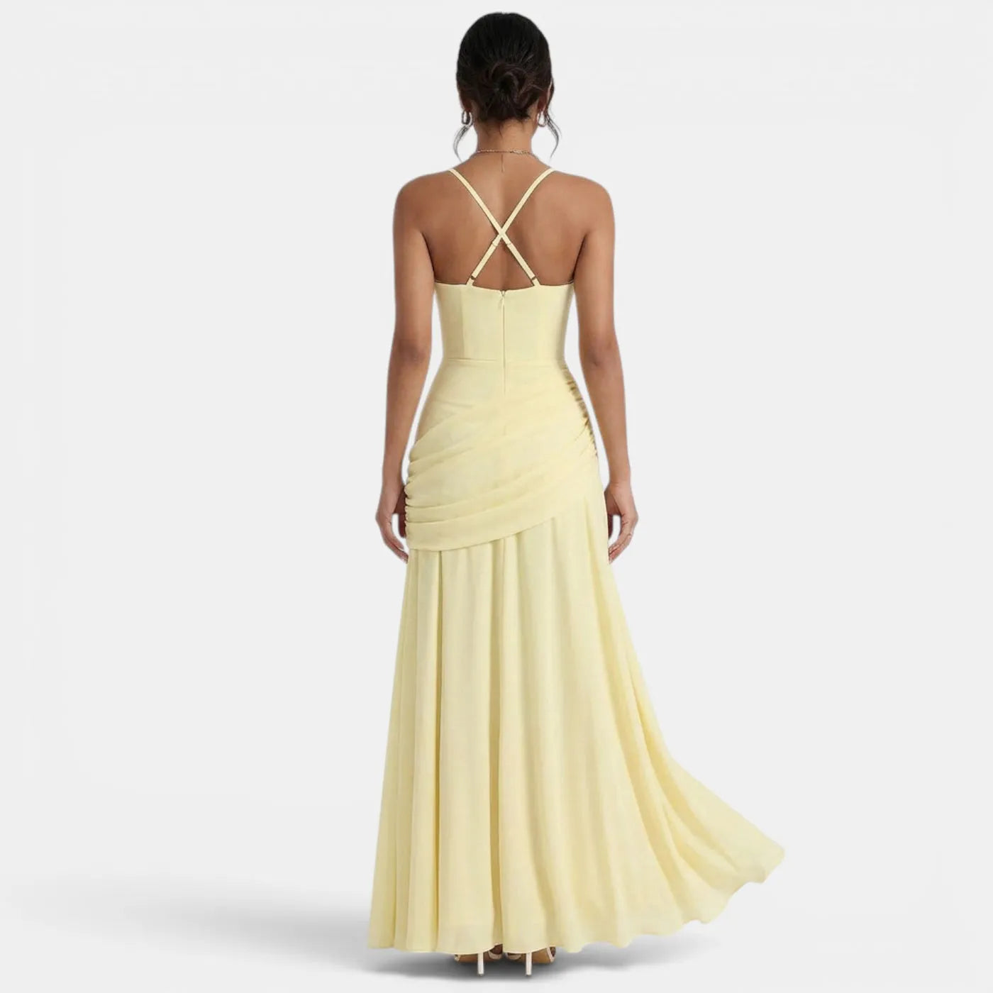Vestido de Invitada de Boda Largo Elegante con Fruncido