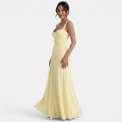 Vestido de Invitada de Boda Largo Elegante con Fruncido