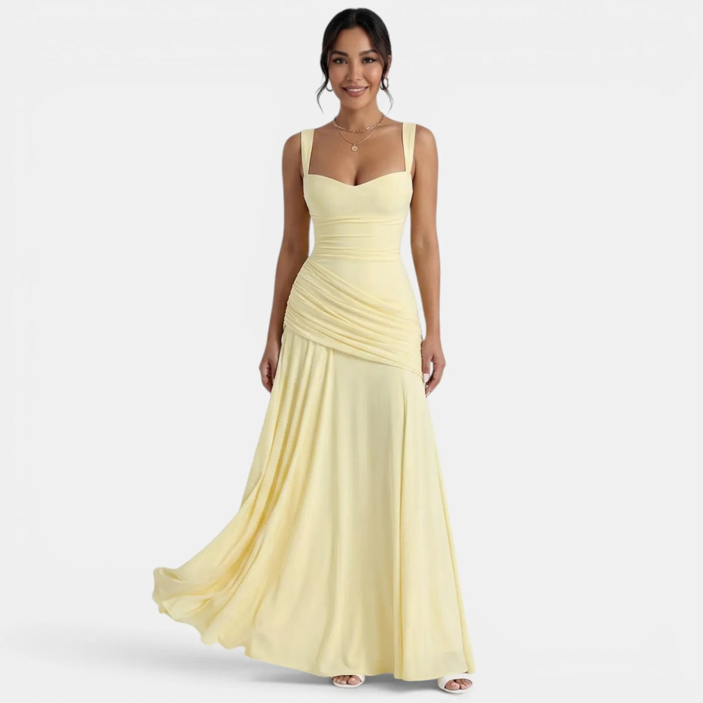 Vestido de Invitada de Boda Largo Elegante con Fruncido