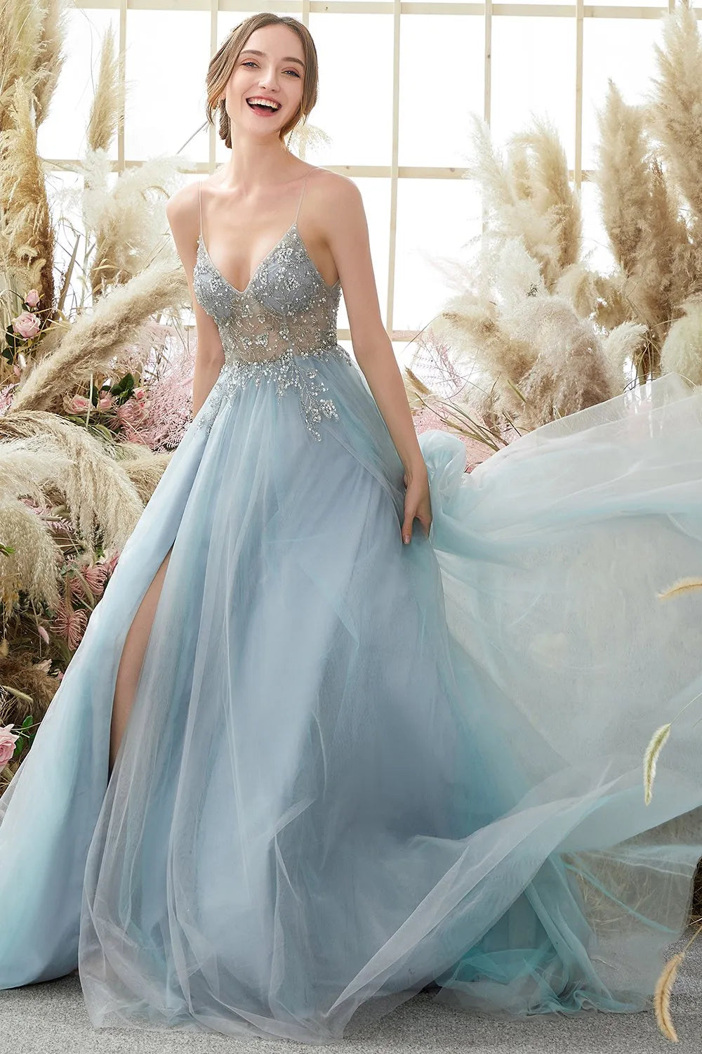 Vestido de Invitada de Boda Largo Elegante con Lentejuelas