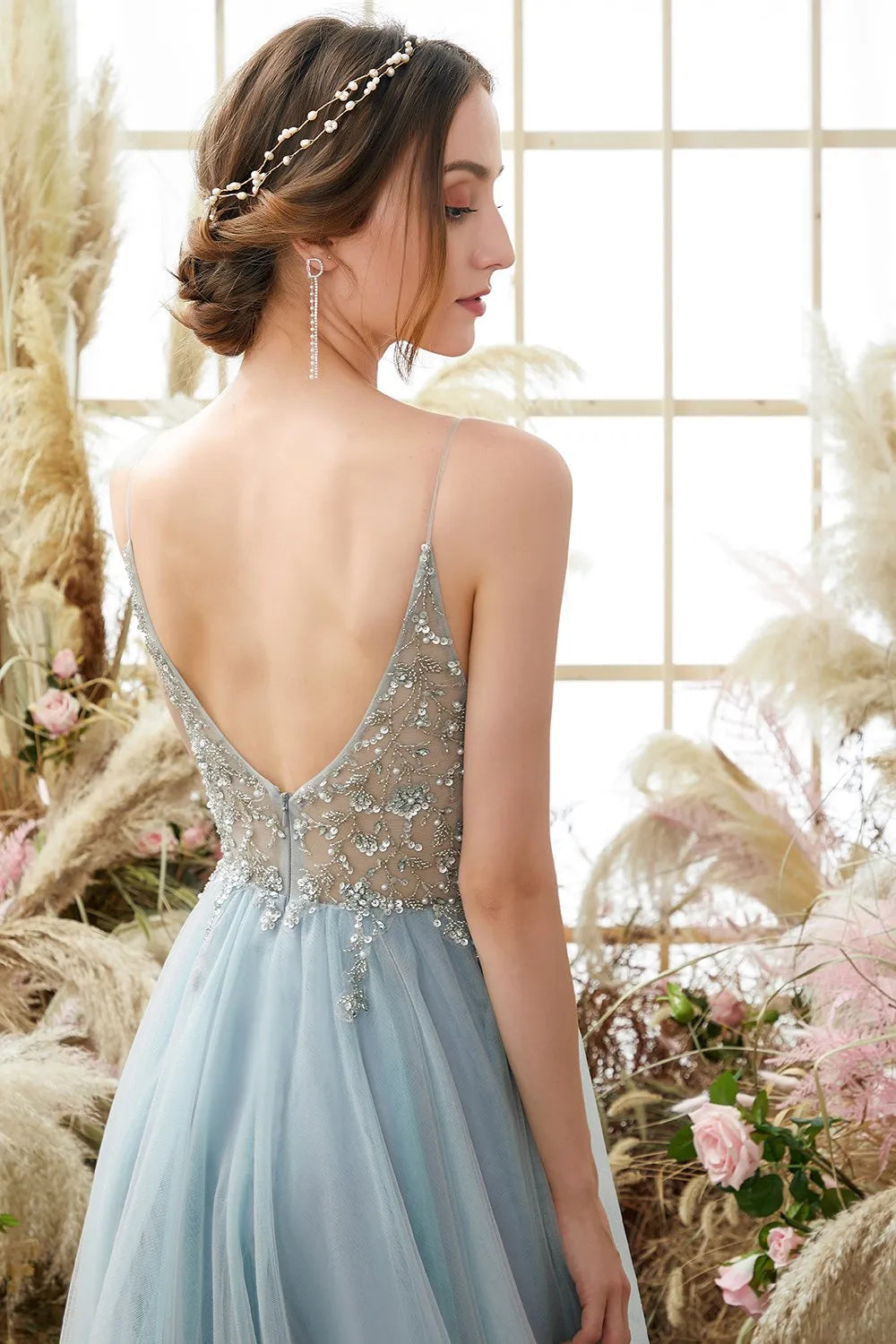 Vestido de Invitada de Boda Largo Elegante con Lentejuelas