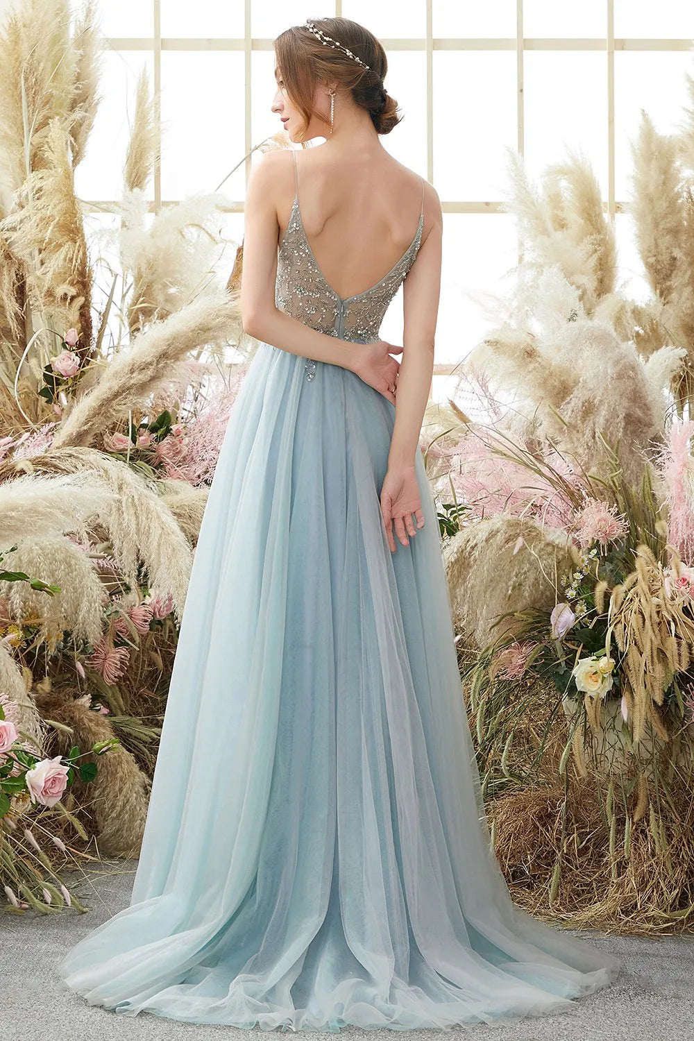 Vestido de Invitada de Boda Largo Elegante con Lentejuelas