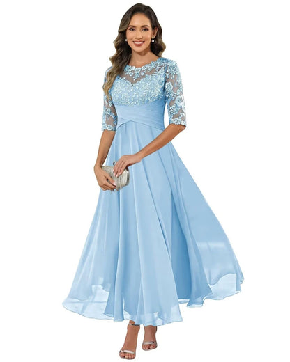 Vestido de Invitada de Boda Largo Elegante con Manga Larga