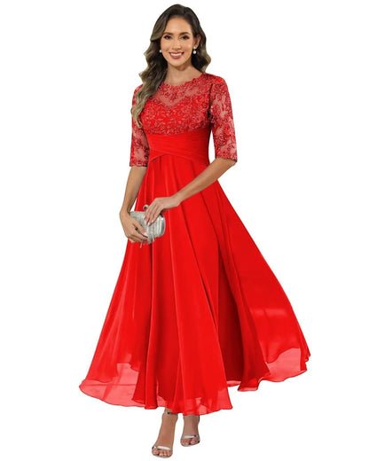 Vestido de Invitada de Boda Largo Elegante con Manga Larga