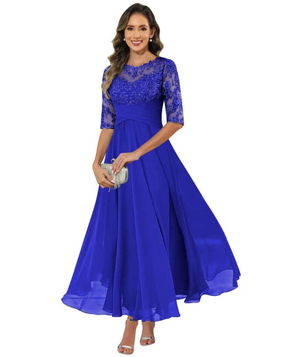 Vestido de Invitada de Boda Largo Elegante con Manga Larga