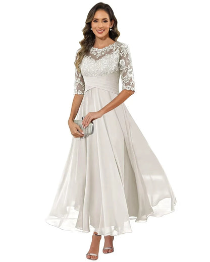 Vestido de Invitada de Boda Largo Elegante con Manga Larga