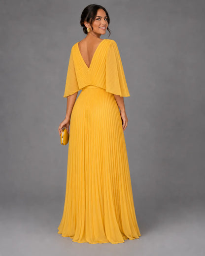 Vestido de Invitada de Boda Largo Elegante con Plisado
