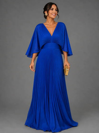 Vestido de Invitada de Boda Largo Elegante con Plisado