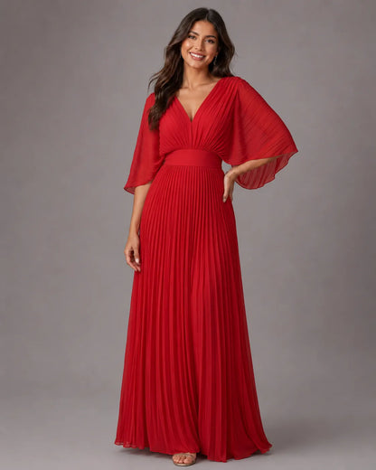 Vestido de Invitada de Boda Largo Elegante con Plisado