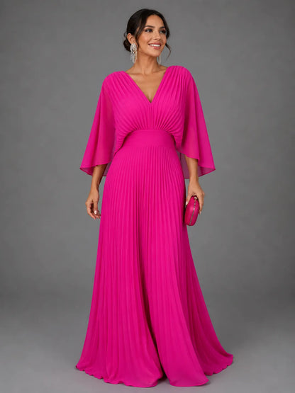 Vestido de Invitada de Boda Largo Elegante con Plisado