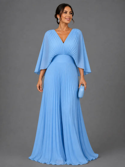 Vestido de Invitada de Boda Largo Elegante con Plisado