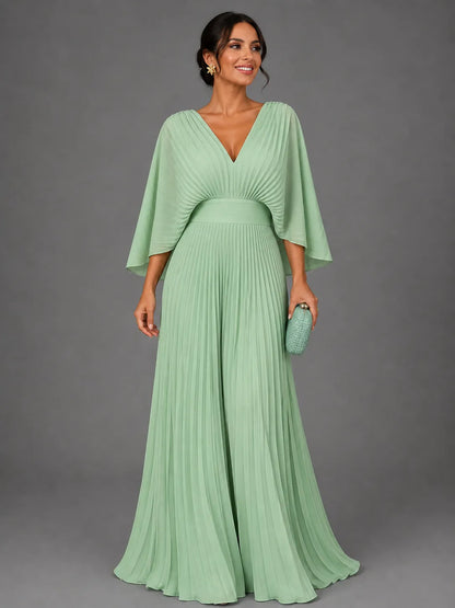 Vestido de Invitada de Boda Largo Elegante con Plisado