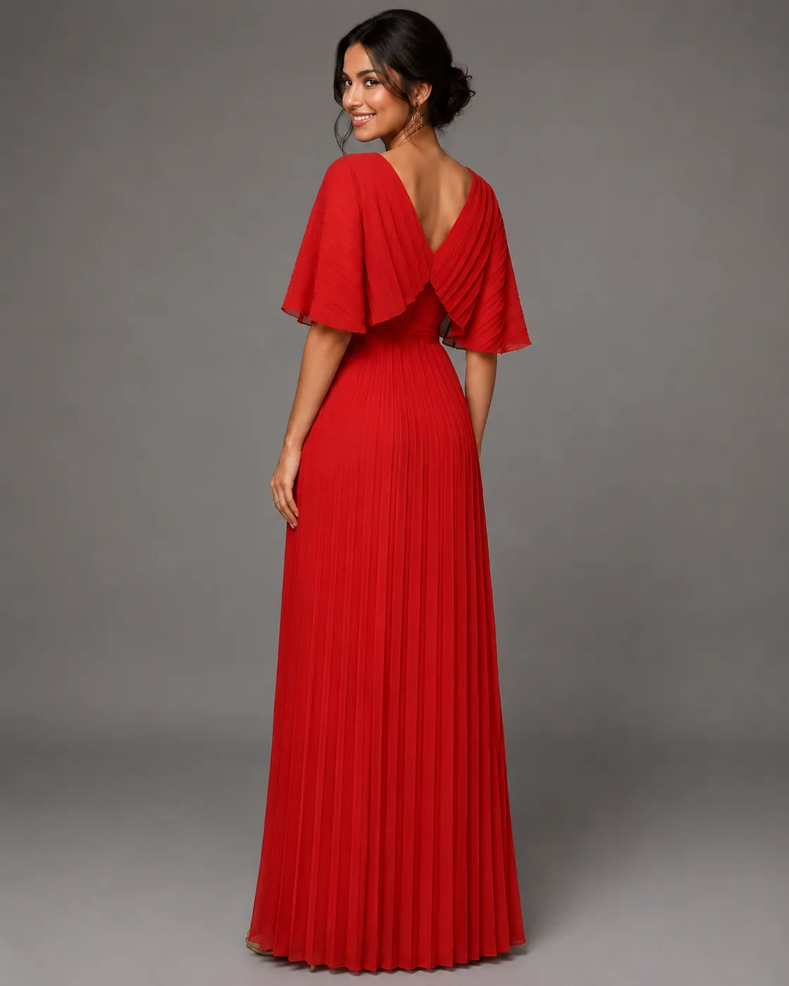 Vestido de Invitada de Boda Largo Elegante con Plisado