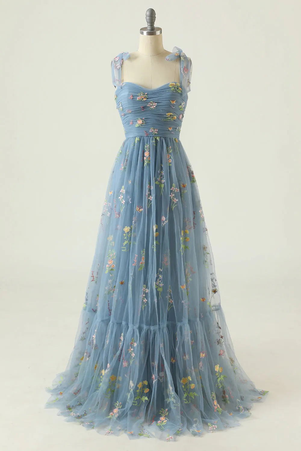 Vestido de Invitada de Boda Largo Elegante de Flores con Fruncido