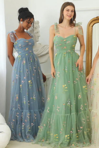 Vestido de Invitada de Boda Largo Elegante de Flores con Fruncido