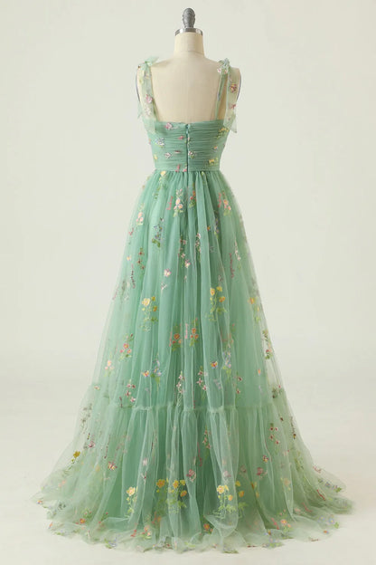 Vestido de Invitada de Boda Largo Elegante de Flores con Fruncido