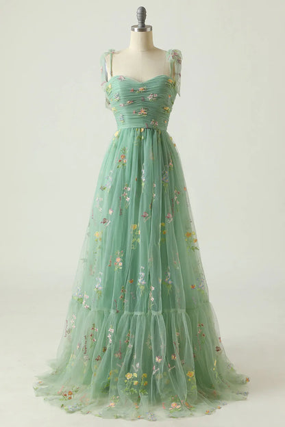 Vestido de Invitada de Boda Largo Elegante de Flores con Fruncido