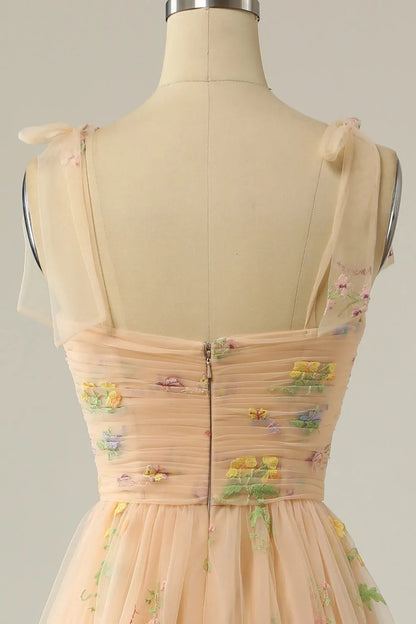Vestido de Invitada de Boda Largo Elegante de Flores con Fruncido