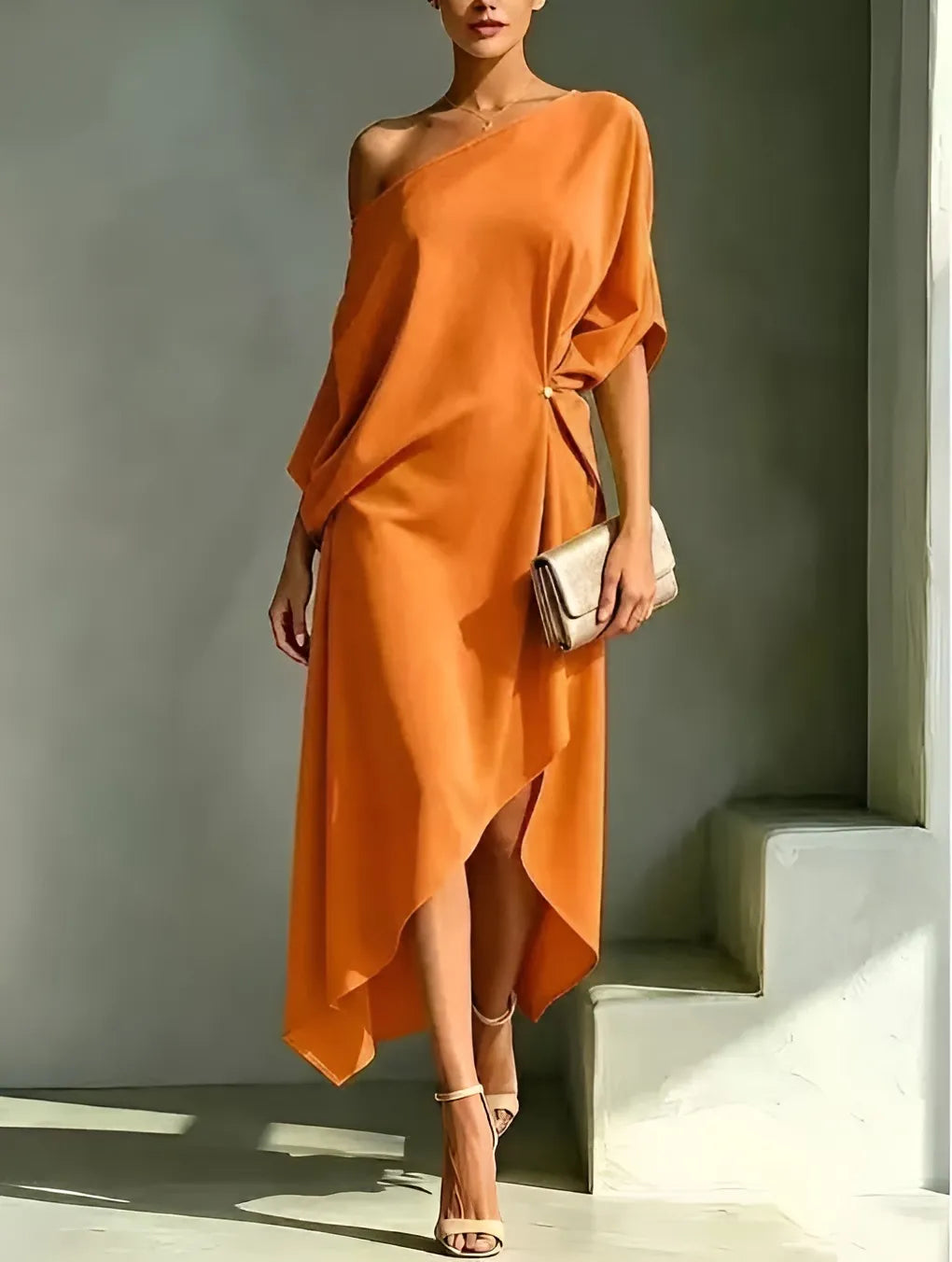 Vestido de Invitada de Boda Largo Elegante de Verano con Asimétrico