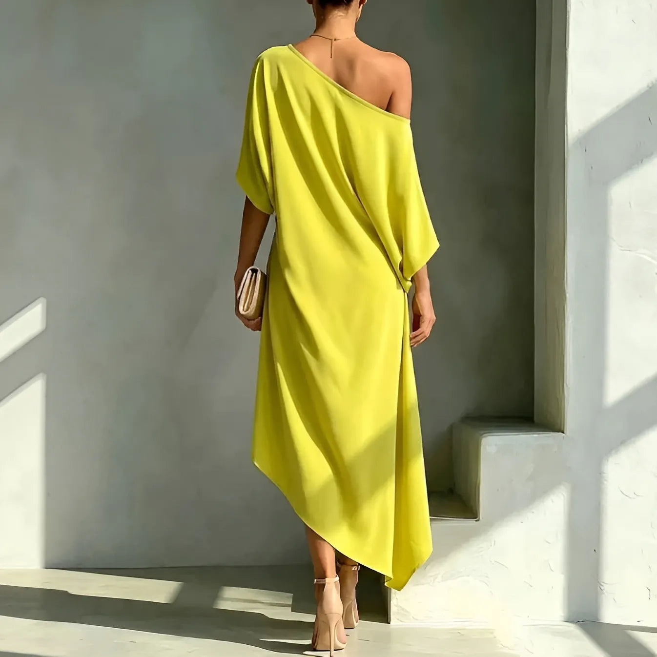 Vestido de Invitada de Boda Largo Elegante de Verano con Asimétrico