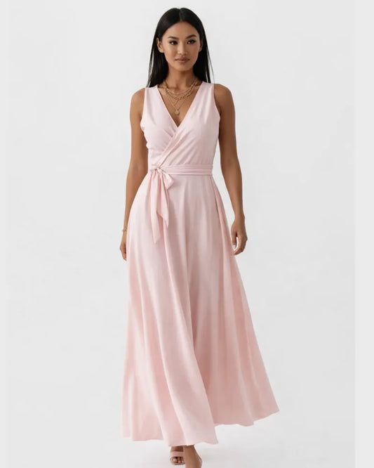 Vestido de Invitada de Boda Largo Elegante de Verano con Escote en V
