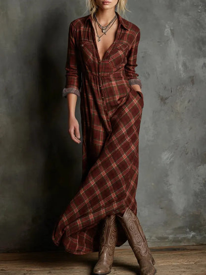 Vestido de Invitada de Boda Largo Estampado Casual con Manga Larga