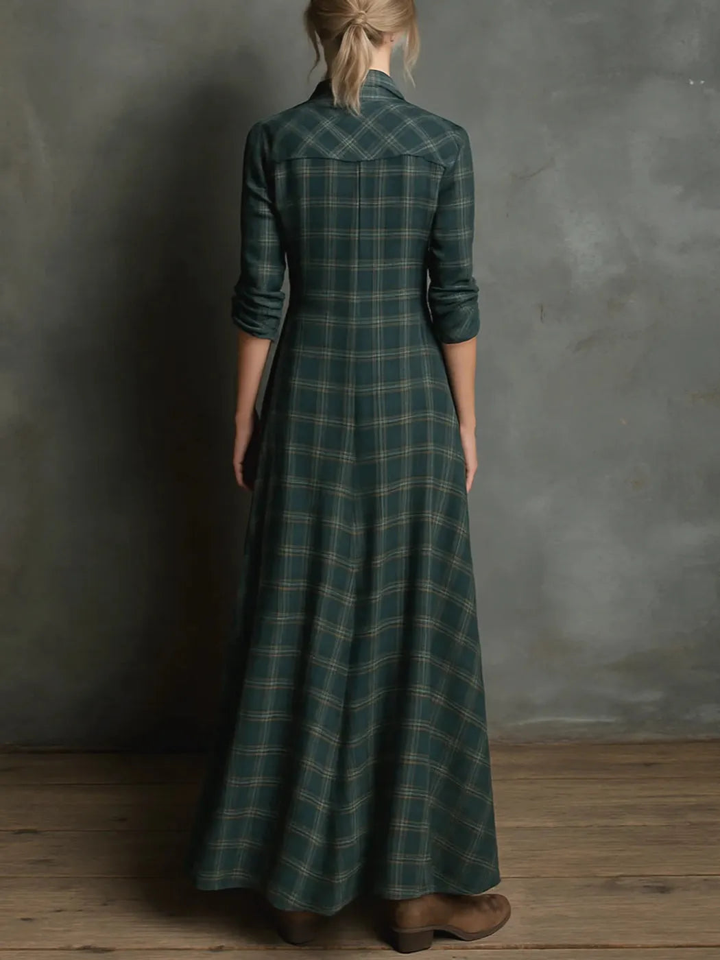 Vestido de Invitada de Boda Largo Estampado Casual con Manga Larga