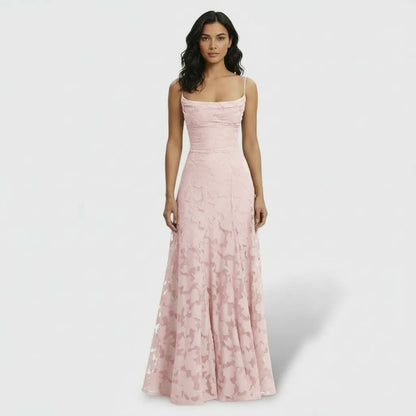 Vestido de Invitada de Boda Largo Flores Elegante con Espalda Descubierta
