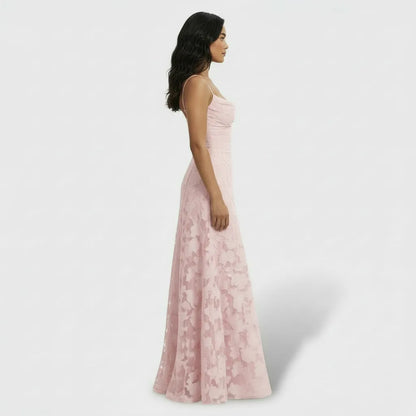 Vestido de Invitada de Boda Largo Flores Elegante con Espalda Descubierta