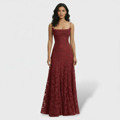 Vestido de Invitada de Boda Largo Flores Elegante con Espalda Descubierta