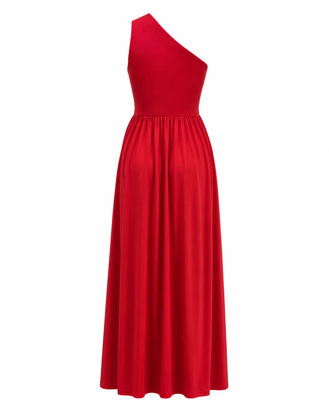 Vestido de Invitada de Boda Largo Fluido Elegante con Cuello Asimétrico