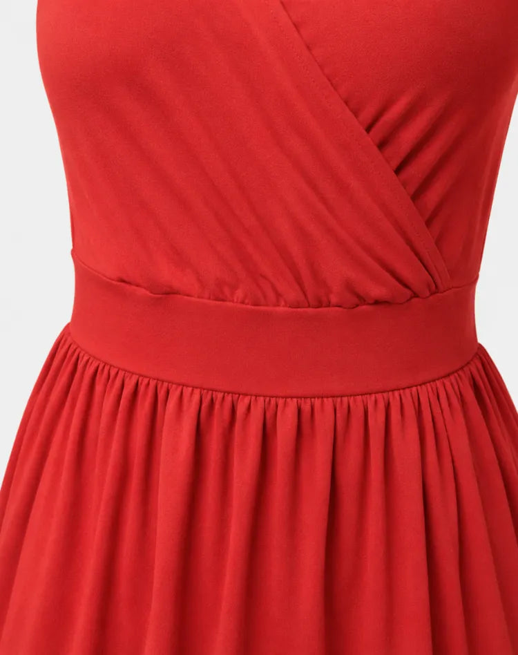 Vestido de Invitada de Boda Largo Fluido Elegante con Cuello Asimétrico
