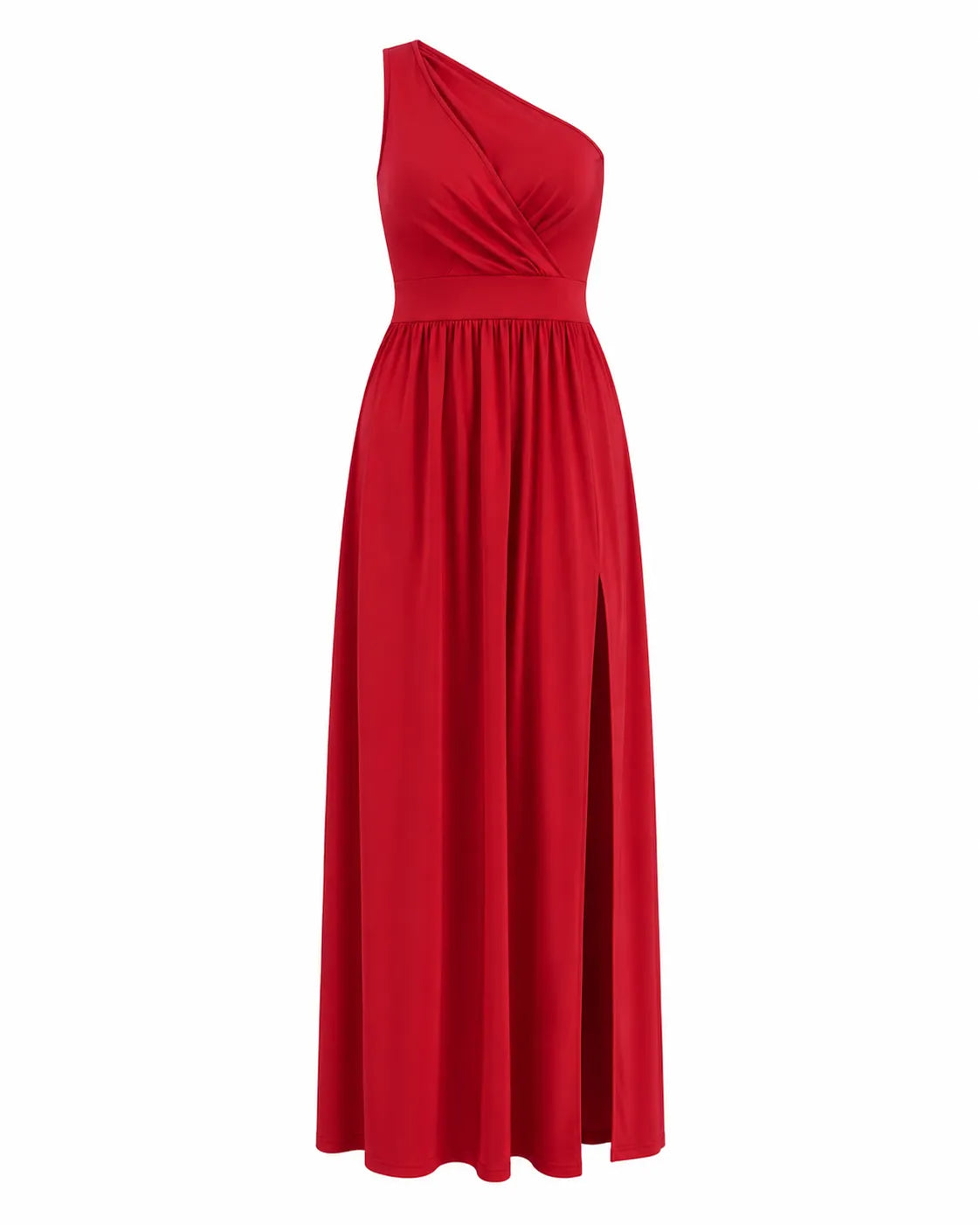 Vestido de Invitada de Boda Largo Fluido Elegante con Cuello Asimétrico