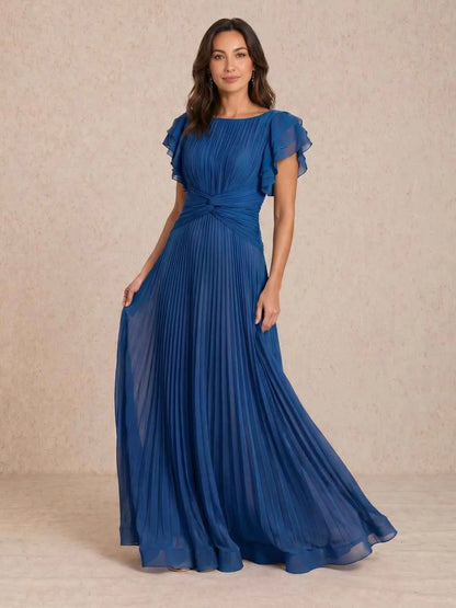 Vestido de Invitada de Boda Largo Fluido Elegante con Diseño Plisado