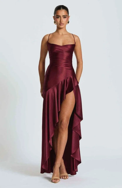 Vestido de Invitada de Boda Largo Fluido Formal con Drapeado
