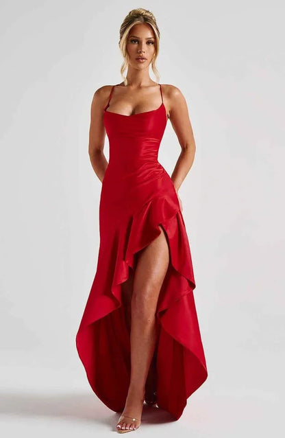 Vestido de Invitada de Boda Largo Fluido Formal con Drapeado