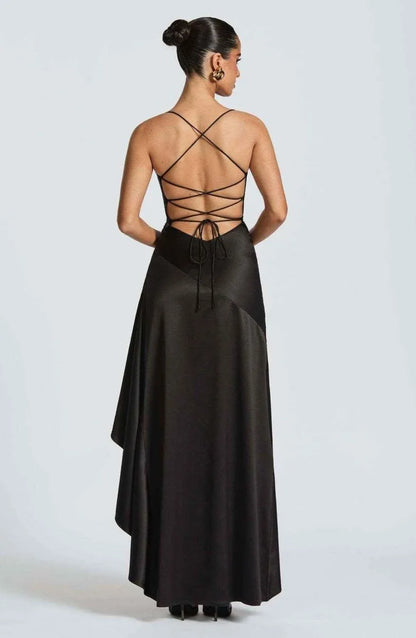 Vestido de Invitada de Boda Largo Fluido Formal con Drapeado