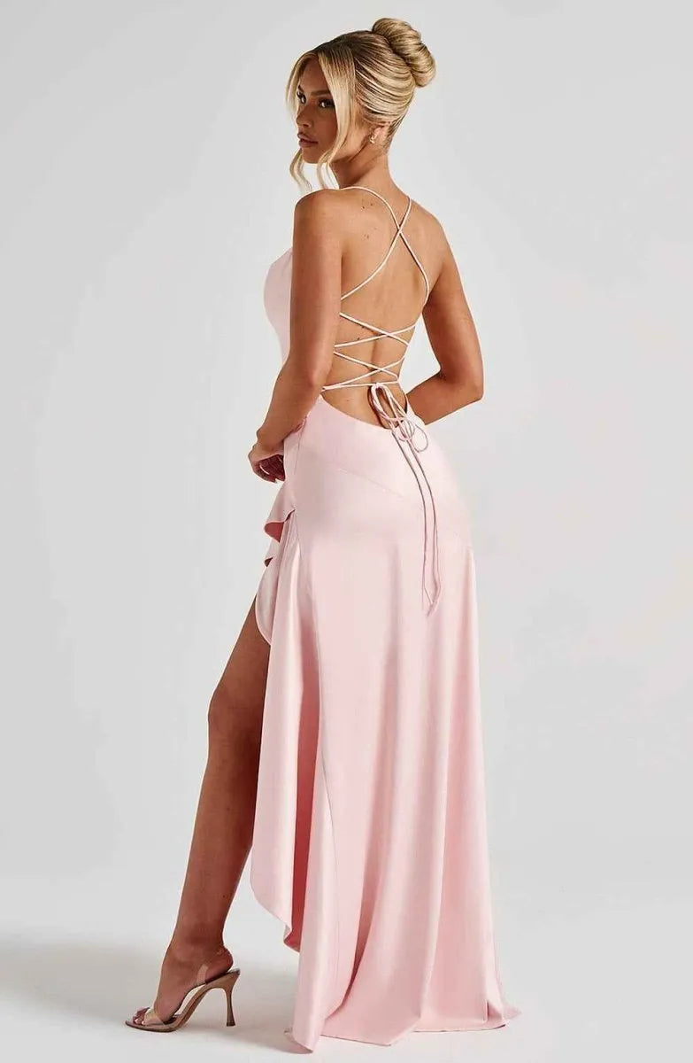Vestido de Invitada de Boda Largo Fluido Formal con Drapeado