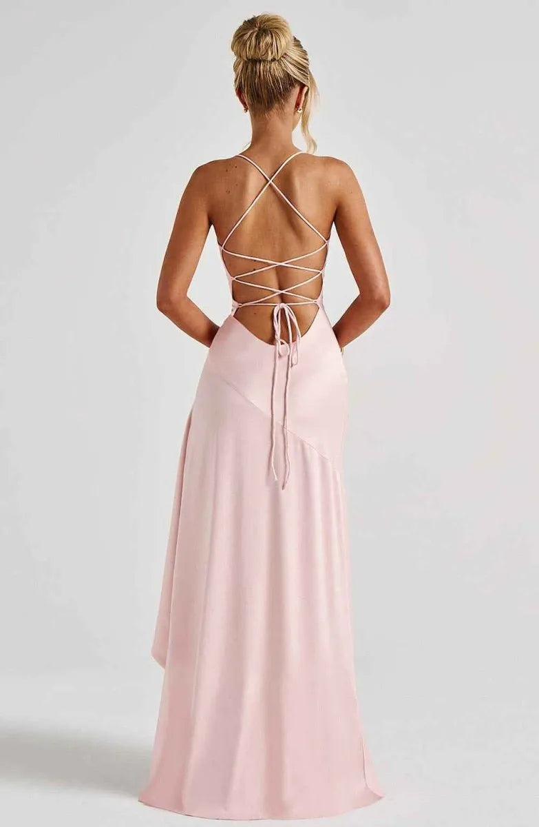 Vestido de Invitada de Boda Largo Fluido Formal con Drapeado