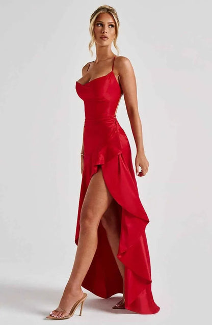 Vestido de Invitada de Boda Largo Fluido Formal con Drapeado