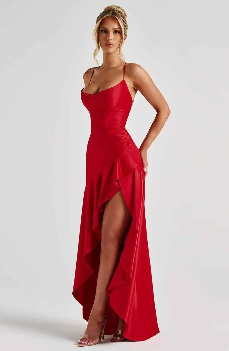 Vestido de Invitada de Boda Largo Fluido Formal con Drapeado