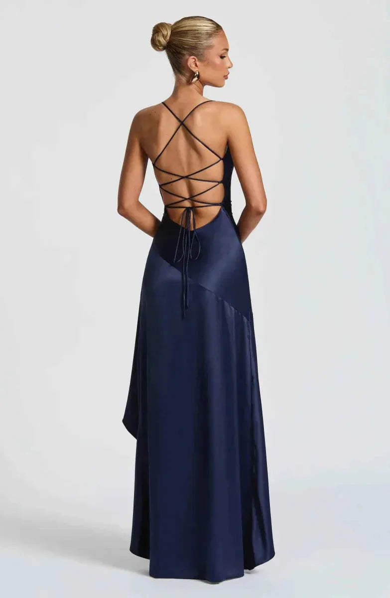 Vestido de Invitada de Boda Largo Fluido Formal con Drapeado