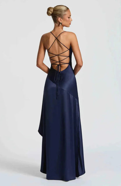 Vestido de Invitada de Boda Largo Fluido Formal con Drapeado