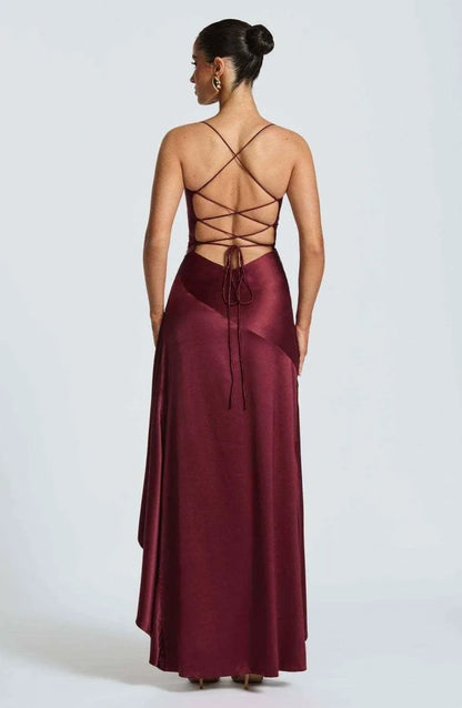 Vestido de Invitada de Boda Largo Fluido Formal con Drapeado