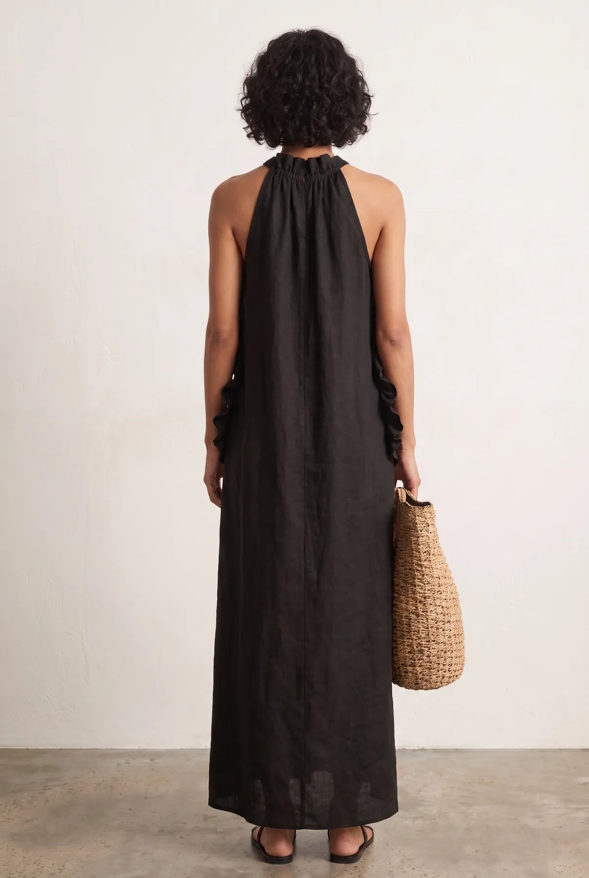 Vestido de Invitada de Boda Largo Minimalista Elegante con Volantes