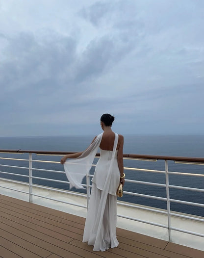 Vestido de Invitada de Boda Largo Sofisticado Elegante con Palabra de Honor