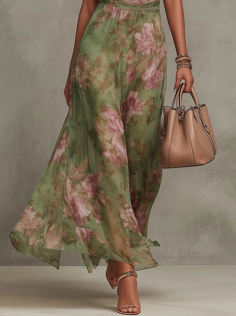 Vestido de Invitada de Boda Largo Verde con Cuello Halter